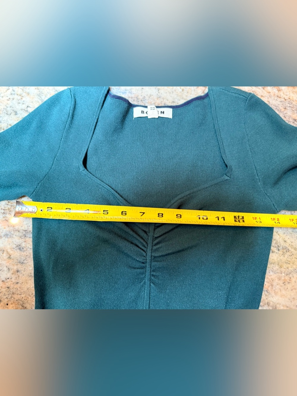 Boden Petite Teal Knit Midi Dress US 4P Long Sleeve Tie Waist - Picture 5 of 11